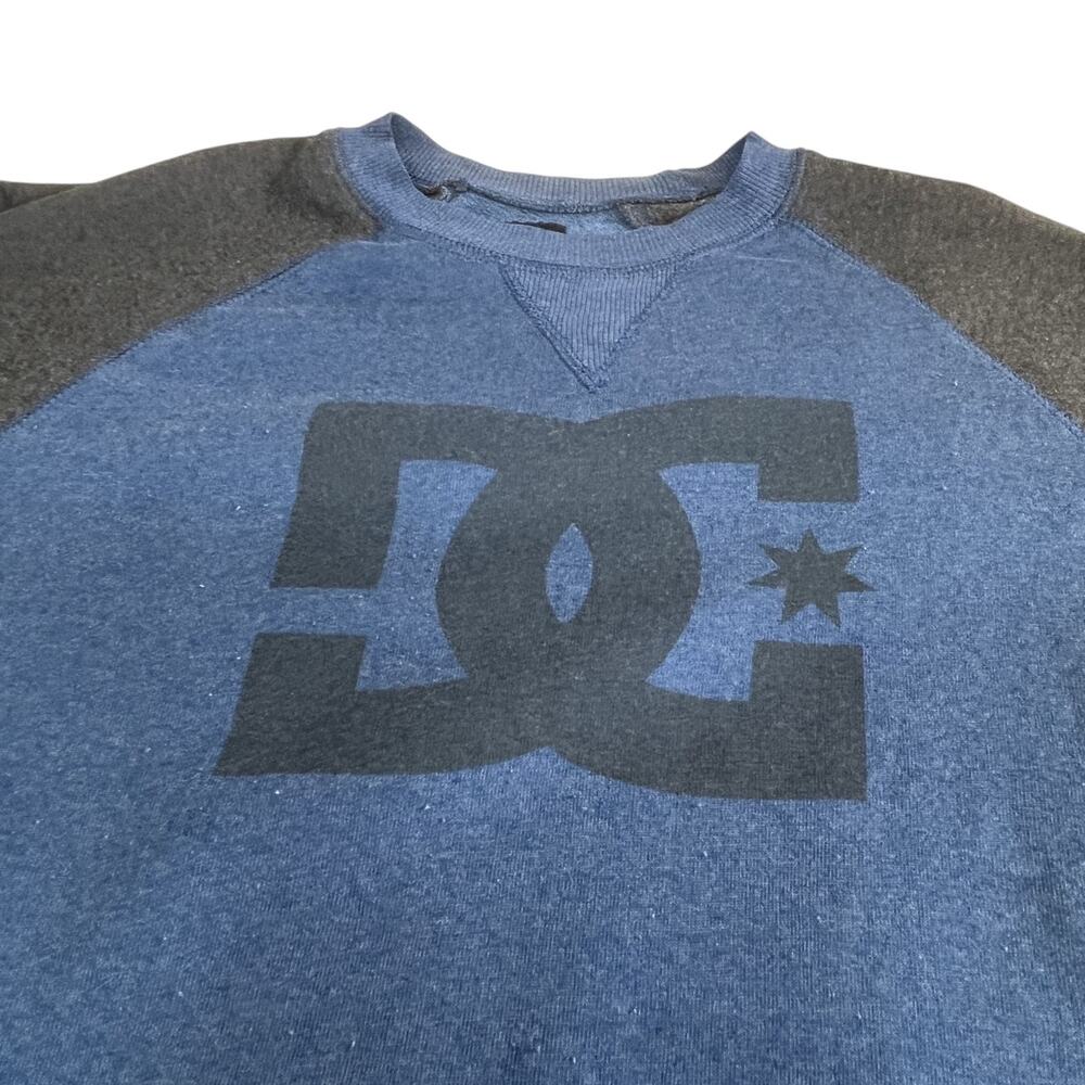 DC Shoes Crewneck Sweatshirt Mens Large Blue Grey Fleece Pullover Skate Logo L - Picture 4 of 8